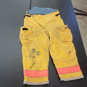 42x28 Globe Yellow Firefighter Turnout Pants with Orange Stripes GX-7