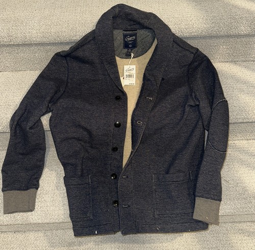 Grayers Birch Shawl Cardigan Sweater Men Large Cotton Sweatshirt Indigo Jacket - Bild 3 von 8