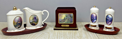 Thomas Kinkade Avon Salt & Pepper Shakers / Sugar & Creamer / Napkin Holder