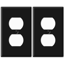  2 Pack Black Duplex Receptacle Metal Wall Plate, Black Outlet Cover, 1-Gang...