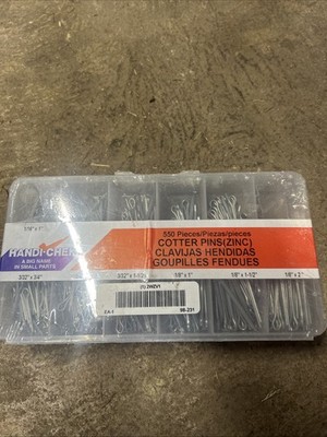 MPP Zinc Plated Silver Cotter Pin 555-Pieces Assortment Kit Corrosion-Resistant