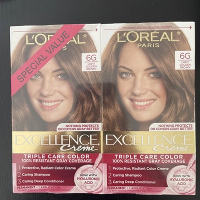 L'Oreal Excellence Creme  6G Light Golden Brown Permanent Hair Color 2-Pack