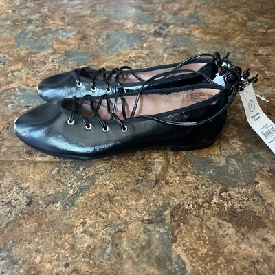 No Boundaries Ankle Tie Flats Womens Size 9 Black Strappy Ballet Shoes