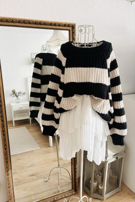 Vicolo Chunky Strickpullover | Gestreift | Wolle & Alpaka | S