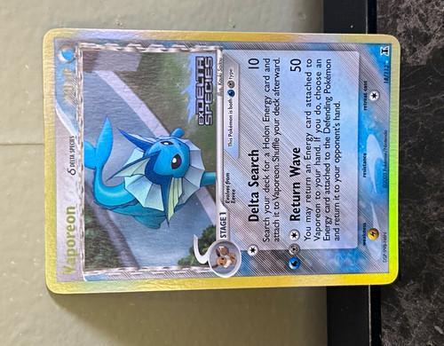 Pokemon TCG Vaporeon 18/113 Reverse Holo Rare EX Delta Species NM