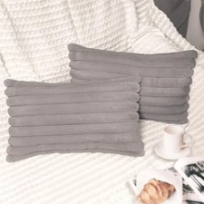 2 Pack 12x20 Pillow Cover Velvet Pillow Covers, Faux 20" x 12" Pack of 2 Grey