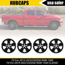4 for 2013-2023 Dodge Ram 1500 Truck Black 18" Wheel Skins Hub Caps Rim Covers