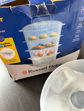Russell Hobbs 3 Tier Electric Food Steamer 9L 800W White with Rice Bowl