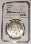 1878 P 8TF MORGAN DOLLAR VAM 1 SPEARPOINT DOUBLE E. NGC MS61