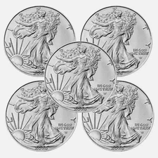 Lot of 5 - 2025 $1 American Silver Eagle 1 oz BU