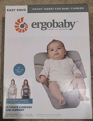 Ergobaby Easy Snug Infant Insert for Baby Carrier NEW  Grey. 