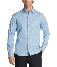 Tommy Hilfiger Mens Th Flex Button Down Dress Shirt, blue, 15-15.5 Neck