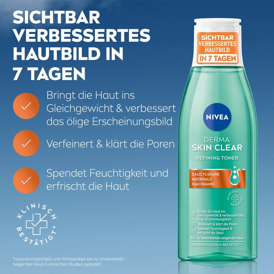 NIVEA Derma Skin Clear Set (4in1) mit Waschgel, Peeling, Toner, Night Serum - Bild 4 von 4