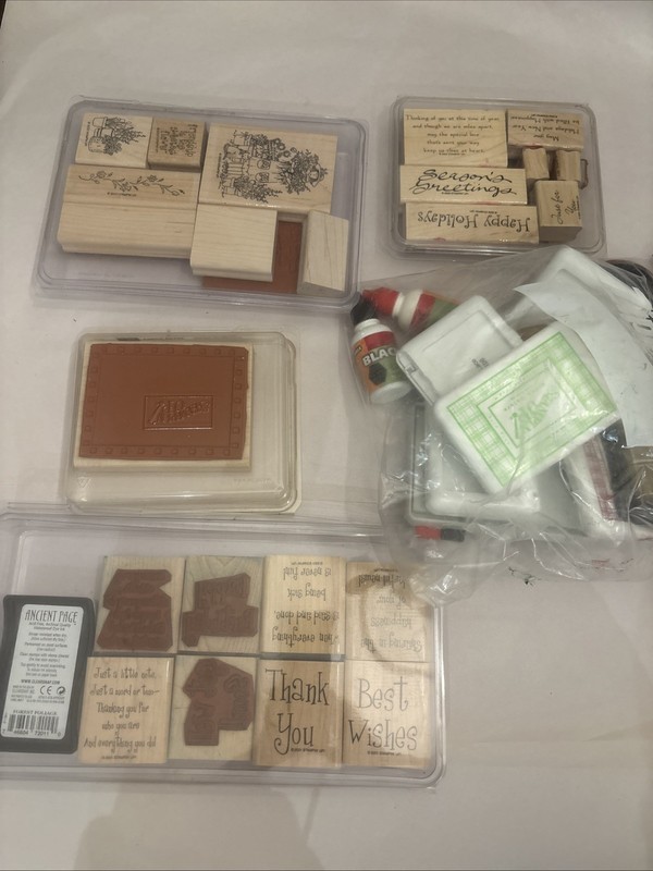 Mixed Stamping Supplies Lot, Including Stampers, Stamp Pads, Rollers, And Ink