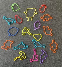 Lot of 18 Silly Bandz - Includes SpongeBob - Dinosaurs -Fruits