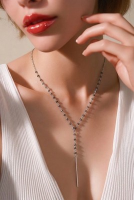 CANVAS Jewelry Silver-Tone SPEAR Pendant Smoke Rosary Beaded Y Chain Necklace