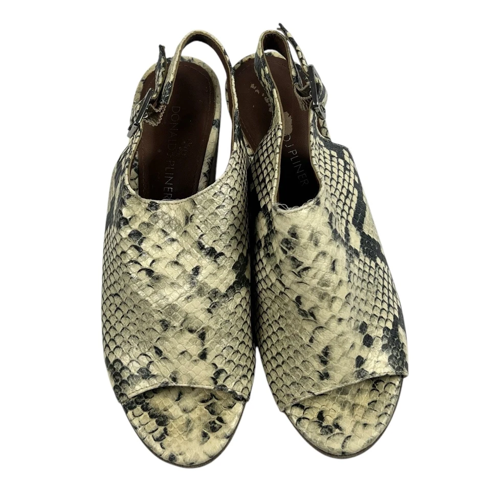 Sandalias de cuña Donald Pliner talla 6 piel de serpiente de pitón en relieve punta abierta honda Foto 3 de 4
