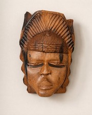 Heavy 7.4 lb Hand Carved Solid Wood Tribal Style Face Mask Wall Art 16x11