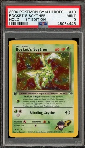 Pokemon Rocket's Scyther Gym Heroes 1st Edition Holo Rare #13 PSA 9 Mint