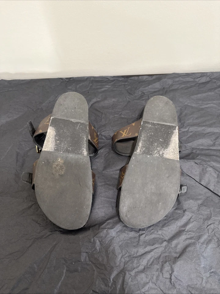 Sandalias Louis Vuitton Bom Dia Mula Planas Marrón Monograma Hebilla Talla 38.5 EE. UU. 8.5 Foto 4 de 4