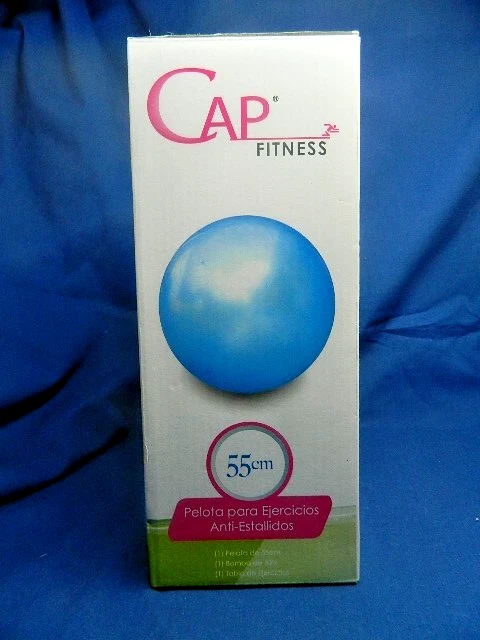 Cap Fitness Exercise Ball Burst Resistant Blue 55 Cm With Air Pump New Open Box - Image 3 of 4