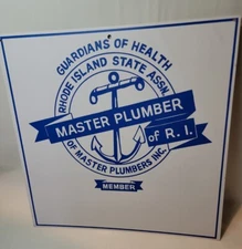 Metal Sign 16"x 16" Master Plumber Of R.I.   Guardians Of Health Member  NICE