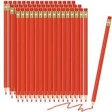 48 Pieces Red Pencils with Eraser Pre Sharpened Pencils Red Checking Pencils ...