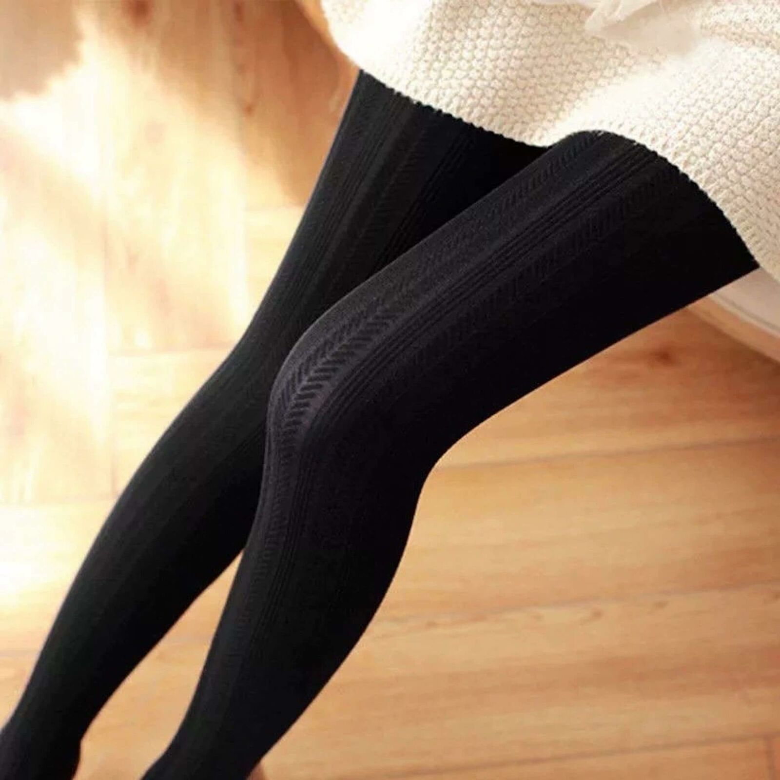 Natural Beige Black Zigzag 3D Pattern Women Hosiery Thicker Tights  Pantyhose T47