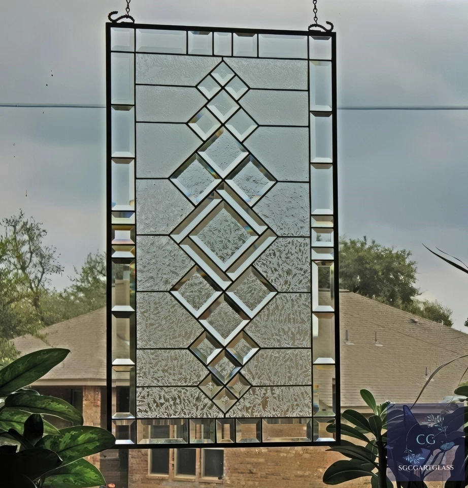 Rectangular stained glass window panel ,hanging,privacy glass,Made to order - Image 2 of 4