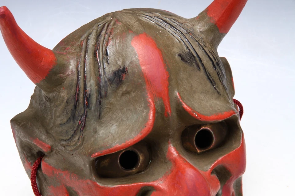 Old Vintage Japanese Red Power Noh Mask -Han nya- Paper Clay Nice Product - Image 4 of 4