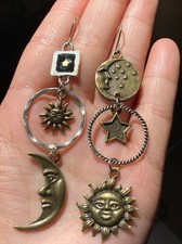 Sun Star moon dangle Earrings