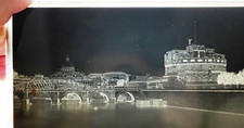 RARE  1898 Rome Castel Sant'Angelo/San Pietro Bromuro Silver 13x18 Glass