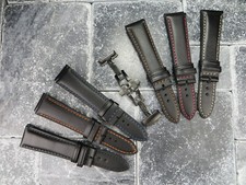 21mm CALF Leather Strap PVD Folding Buckle Watch Band Set LONGINES Black x1