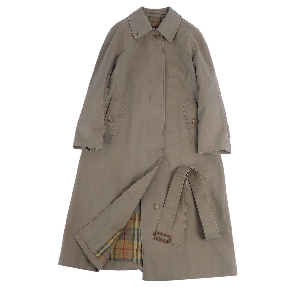 Vintage Burberrys Balmakaan Coat UK Made Khaki Cotton Size 6 S Women’s