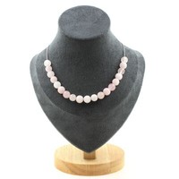 Mineralien Und Edelsteine. Halskette 20 Perlen Rosenquarz 8 Mm Kette Aus Ac