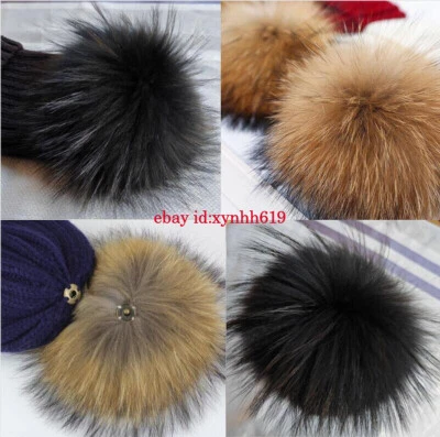 GREENFOREST168 2025 Echt Ussuri Waschbärfell Bommel Handarbeit echt Pelz Fell Pompon 12-19cm