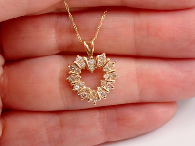 Herz-Anhänger 1,50 kt Rundschliff Laborgefertigt Diamant 14 K Gelbgold-Finish