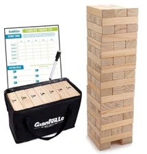 Giantville Tumbling Toy Wood Block Game W/Case