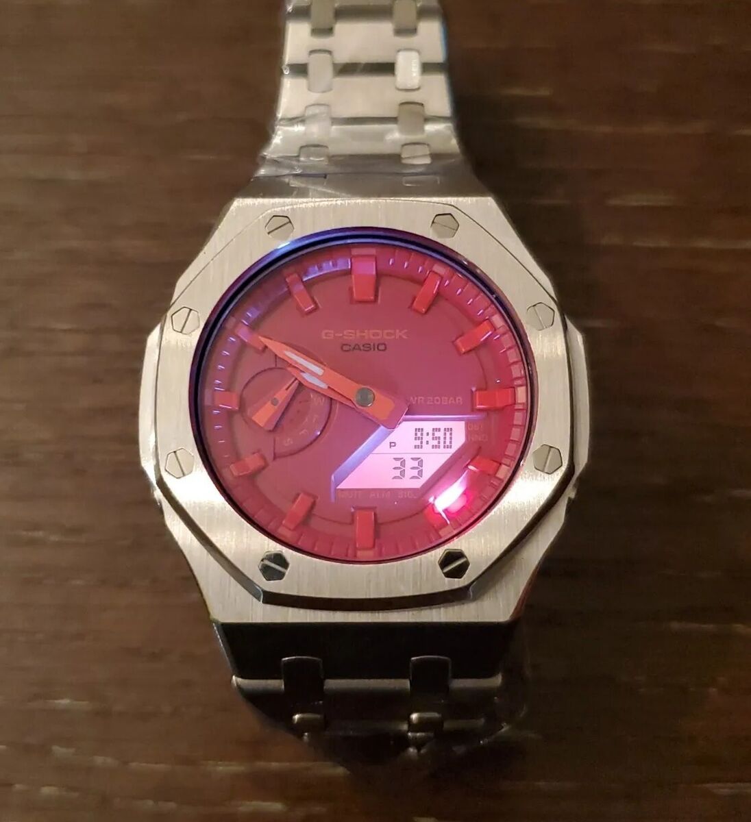 NEW-Casio G-Shock GA2100 Red Dial Men's Steel 45MM Casioak NEW-Casio G-Shock GA2100 Red Dial Men's Steel 45MM Casioak