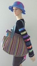CB76 COTTON BAG NEPAL : Handmade Multi-color Tibetan Cotton Cute Hobo Purse 