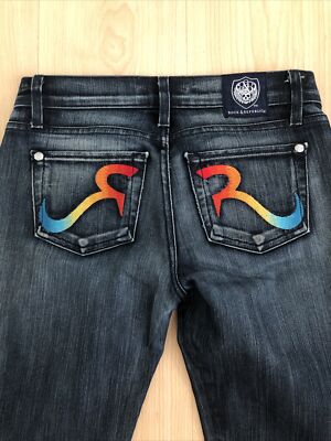 Rock and Republic Cosbie Jeans Damen Größe 26 Bestickt Tasche Taille 30 Bein 31