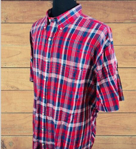 SUMMER WEIGHT POLO RALPH LAUREN BLEEDING MADRAS SHORT SLEEVE SHIRT 2XB