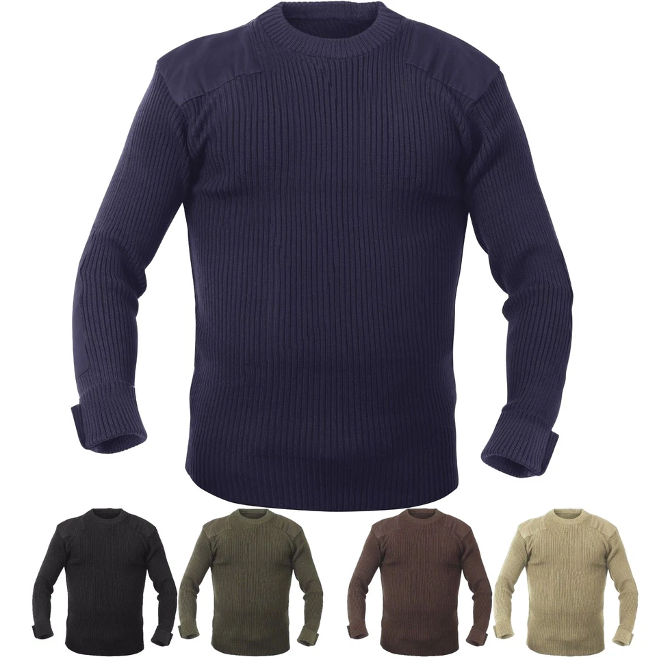 Rothco Crew Neck Acrylic Sweater Uniform Army Commando Thick Warm Winter Work - Image 2 of 3