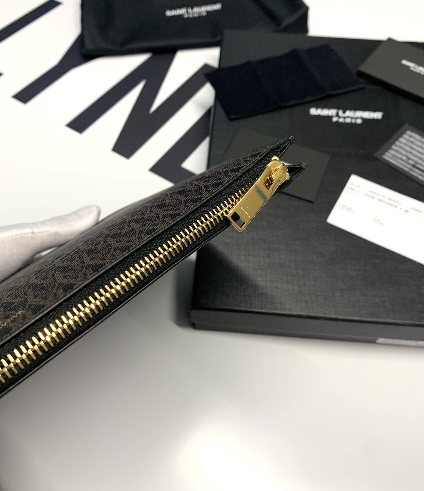 Saint Laurent Classic Toile Monogram Brown Canvas iPad Pouch / Clutch image 4