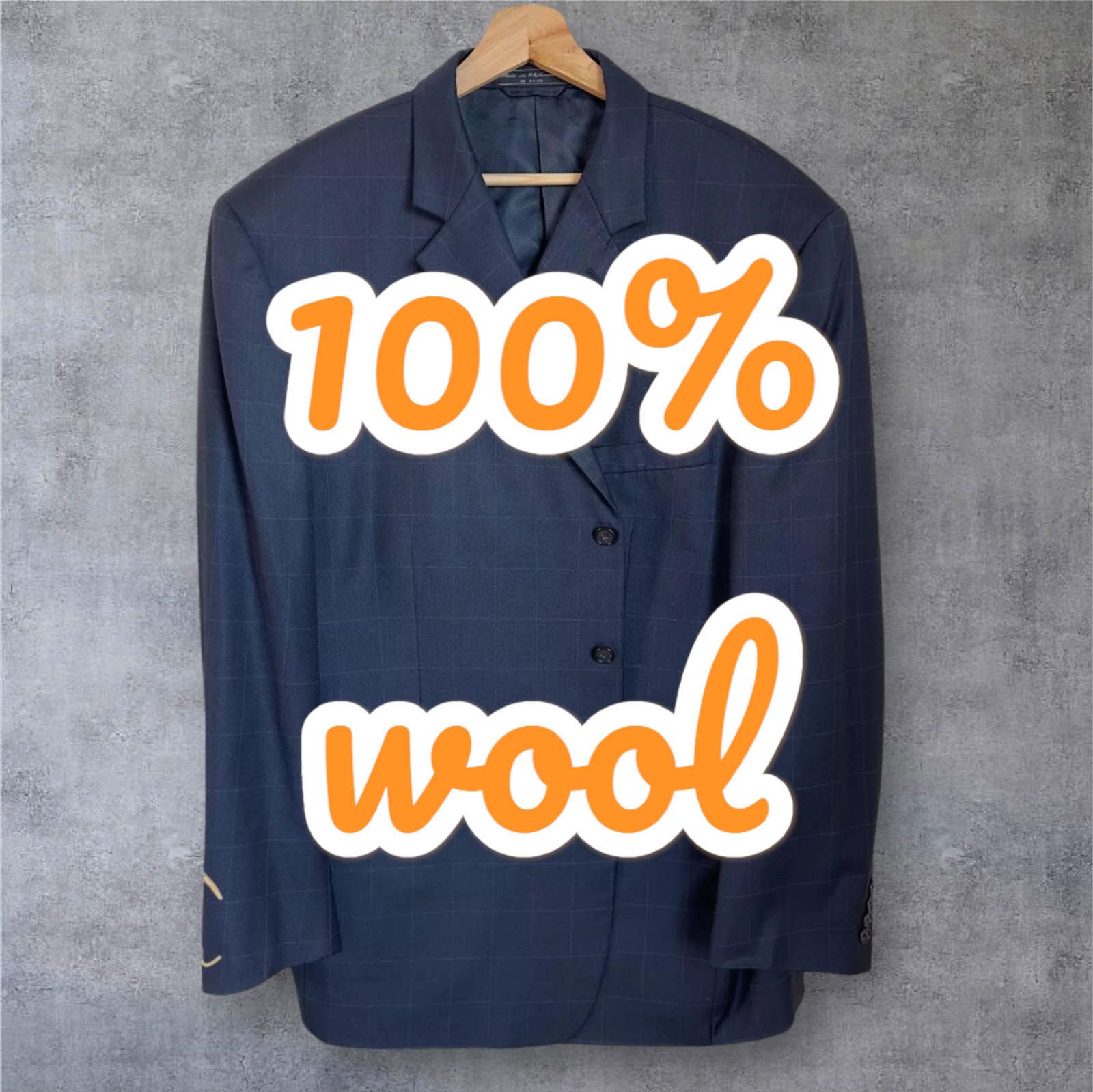 Veste De Costume Sport Homme Bill Blass 40R - 100% Laine, Motif Houndstooth, Occasion Très Bon état
