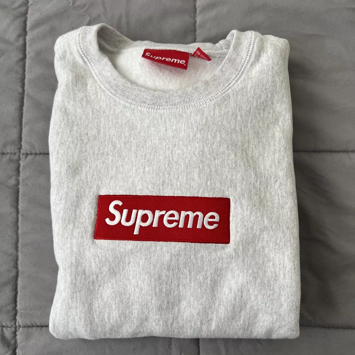 Supreme Box Logo Crewneck Fw18 Ash Grey Small