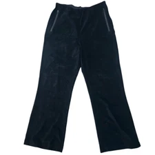 Michi -1319 Womens Black Velvet High Rise Elastic Waist Wide Leg Trousers Pant L