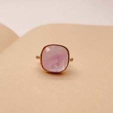 Natural Gemstone Purple Amethyst Ring Adjustable Gold-plate Rings Accessory