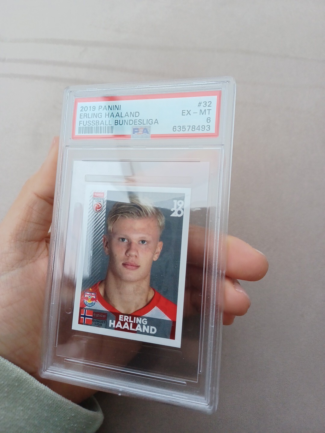 Erling Haaland Rookie #32 Panini Football 2019-20 Image PSA 6 RC view 3