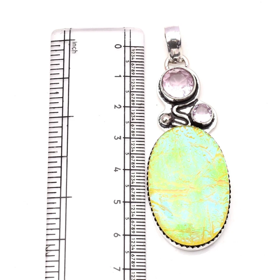 Ciondolo gioiello fatto a mano in argento sterling 925 pietra preziosa opale ... - Immagine 4 di 4